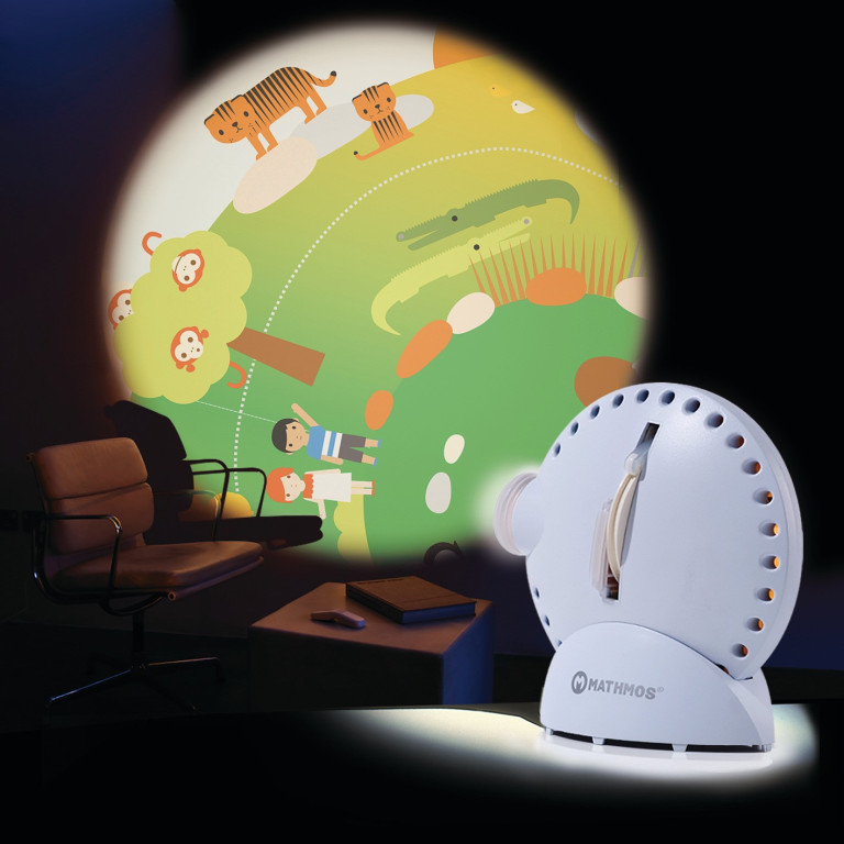 Spaceprojektor hvit, inkl oljehjul rød/blå