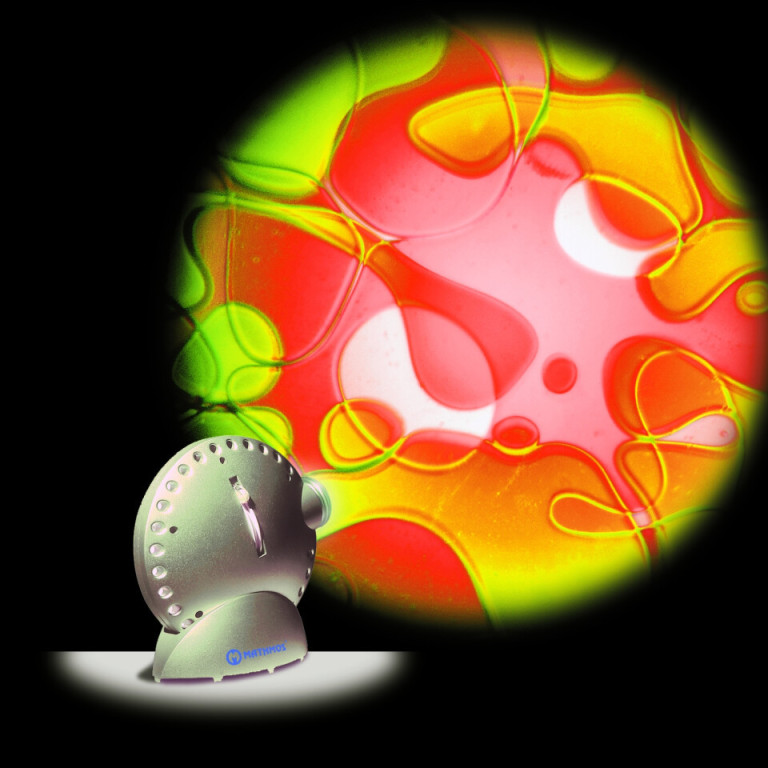 Spaceprojektor hvit, inkl oljehjul rød/blå