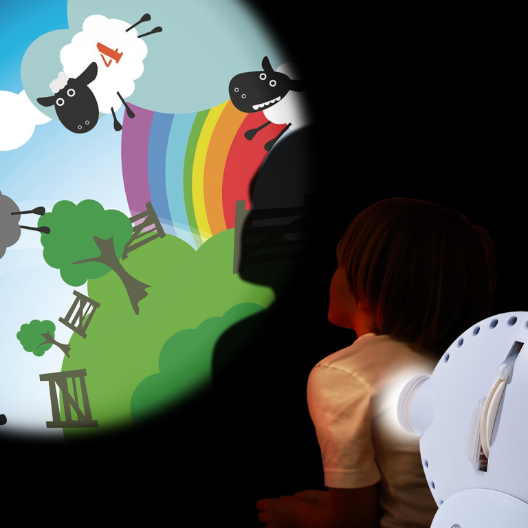 Spaceprojektor hvit, inkl oljehjul rød/blå